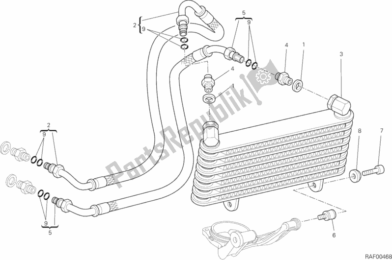 Toutes les pièces pour le Refroidisseur D'huile du Ducati Hypermotard 1100 EVO USA 2011